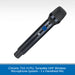 A black Citronic TU1-H handheld wireless microphone shown diagonally on a white background with a gray dotted header and a blue text banner at the bottom describing the product.