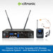 Citronic TU1-N PLL Tuneable UHF Wireless Microphone System with neckband and lavalier mic on a white background.