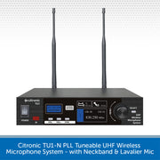 Citronic TU1-N PLL Tuneable UHF Wireless Microphone System with antennas on a light gray background.