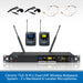 Citronic TU2-N PLL Dual UHF Wireless Bodpack System with two neckband microphones, two lavalier microphones, a receiver, and two handheld transmitters on a white background with a blue text banner at the bottom.