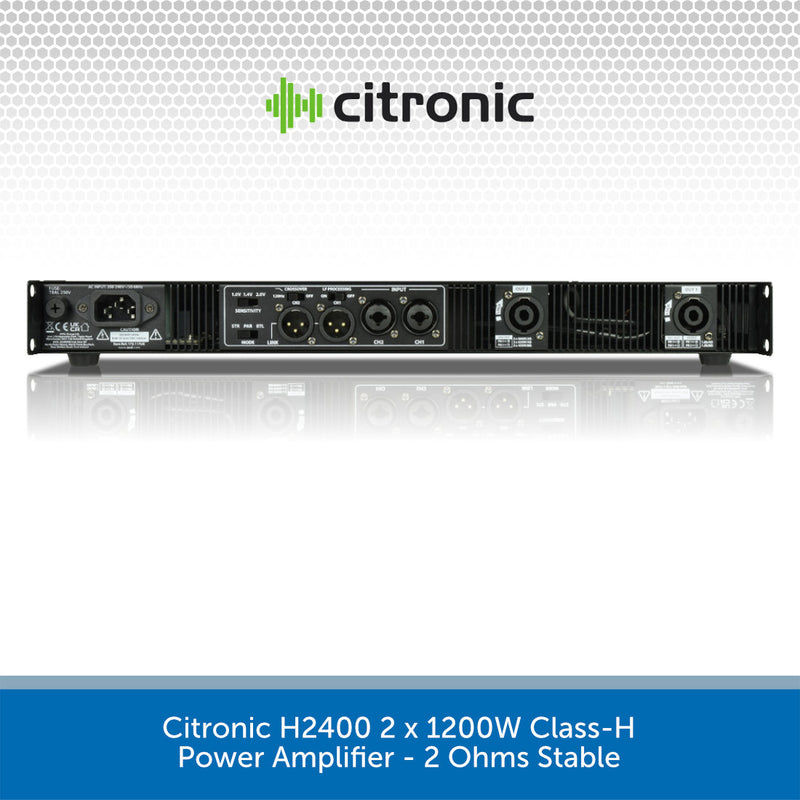 Citronic H2400 2 x 1200W Class-H Power Amplifier - 2 Ohms Stable