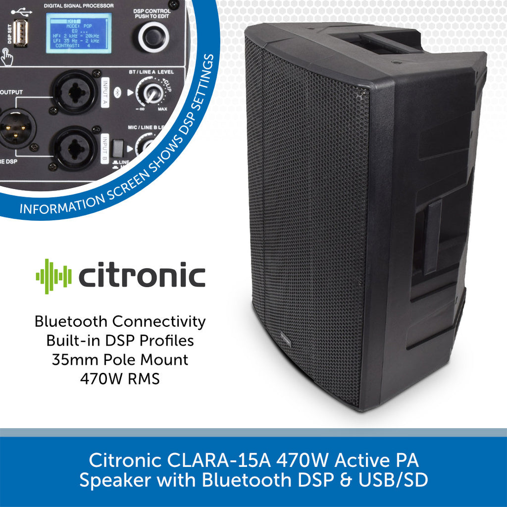 Citronic CLARA-15A Active PA Speaker with Bluetooth & DSP | Audio Volt