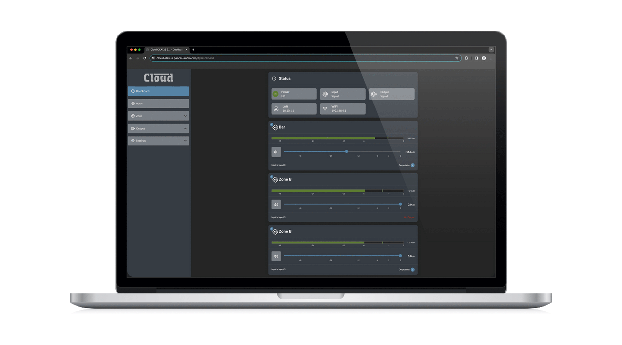 Cloud Electronics CXA2250 - 2 x 250W Digital 100V Power Amplifier with DSP / Ethernet