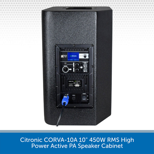 Citronic CORVA-10A 10" 450W RMS High Power Active PA Speaker Cabinet on a white background