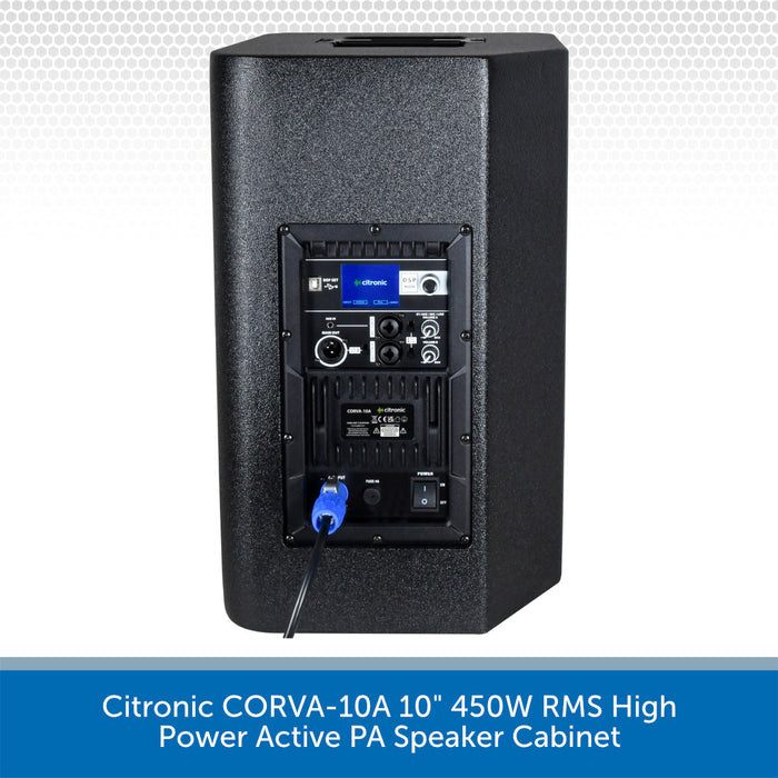Citronic CORVA-10A 10" 450W RMS High Power Active PA Speaker Cabinet on a white background