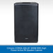 Black active PA speaker cabinet with brand logo on a white background