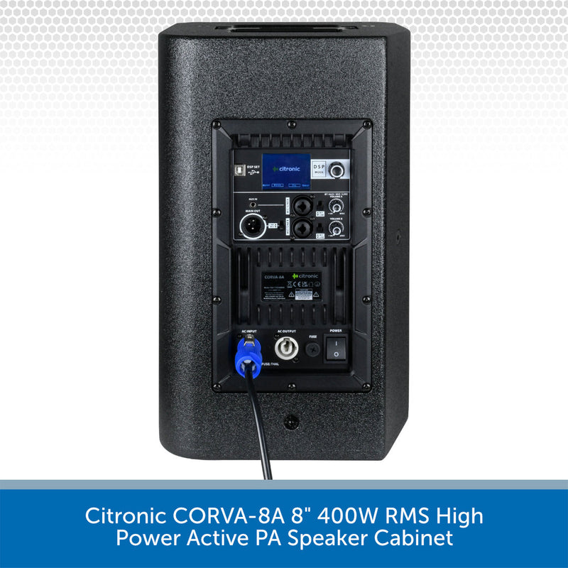 Citronic CORVA-8A 8" 400W RMS High Power Active PA Speaker Cabinet