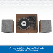 Crosley Aria Shelf System Bluetooth Turntable with Speakers