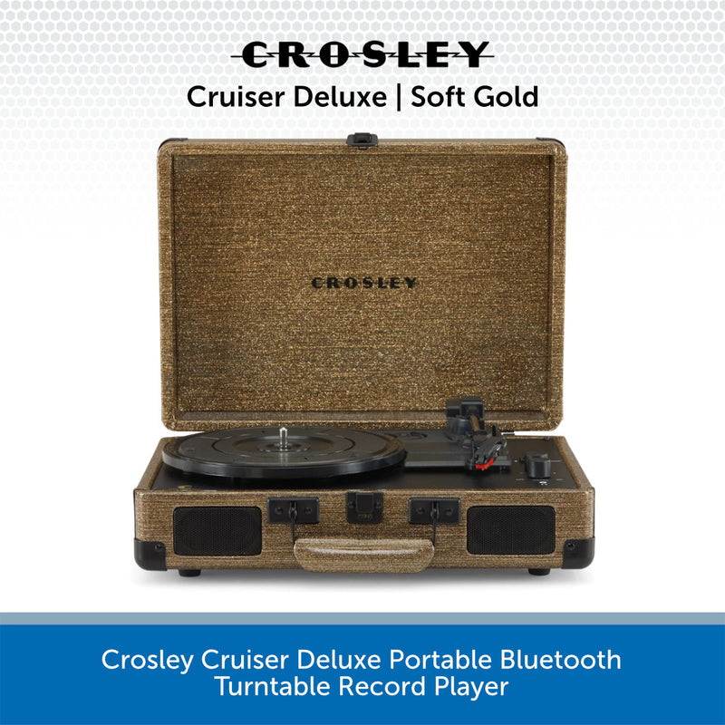 Crosley Cruiser Deluxe CR8005D, Portable Record Player 3-Speed Turntable & 2 Way Bluetooth