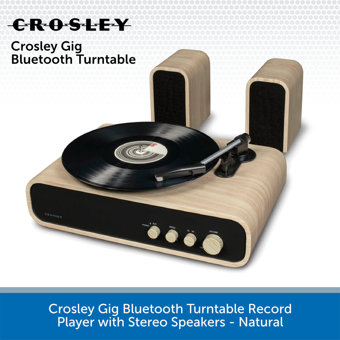 Crosley Gig Bluetooth Record Player with Stereo Speakers Audio Volt
