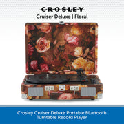Crosley Cruiser Deluxe CR8005D, Portable Record Player 3-Speed Turntable & 2 Way Bluetooth