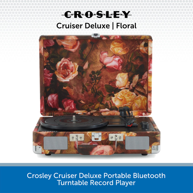 Crosley Cruiser Deluxe CR8005D, Portable Record Player 3-Speed Turntable & 2 Way Bluetooth