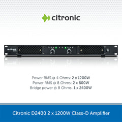 Citronic D2400 2 x 1200W Class-D Power Amplifier 4-8 Ohms