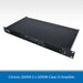 A Citronic D1800 2 x 900W Class-D Amplifier in a black metal rack case, shown at an angle on a white background with a gray patterned header and a blue text banner at the bottom.