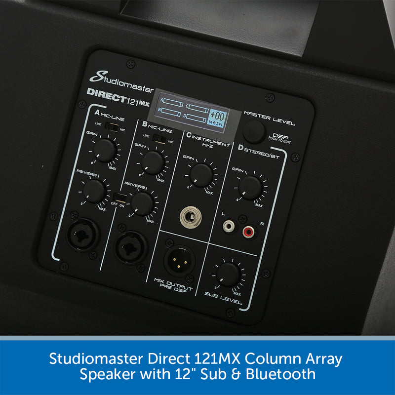 Studiomaster Direct 121MX Column Array Speaker with 12" Sub & Bluetooth