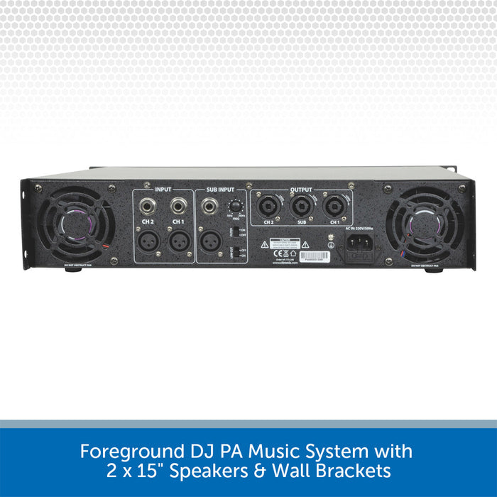 Foreground DJ PA Music System with 2 x 15" Speakers & Wall Brackets