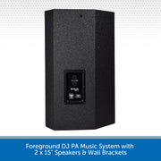 Foreground DJ PA Music System with 2 x 15" Speakers & Wall Brackets