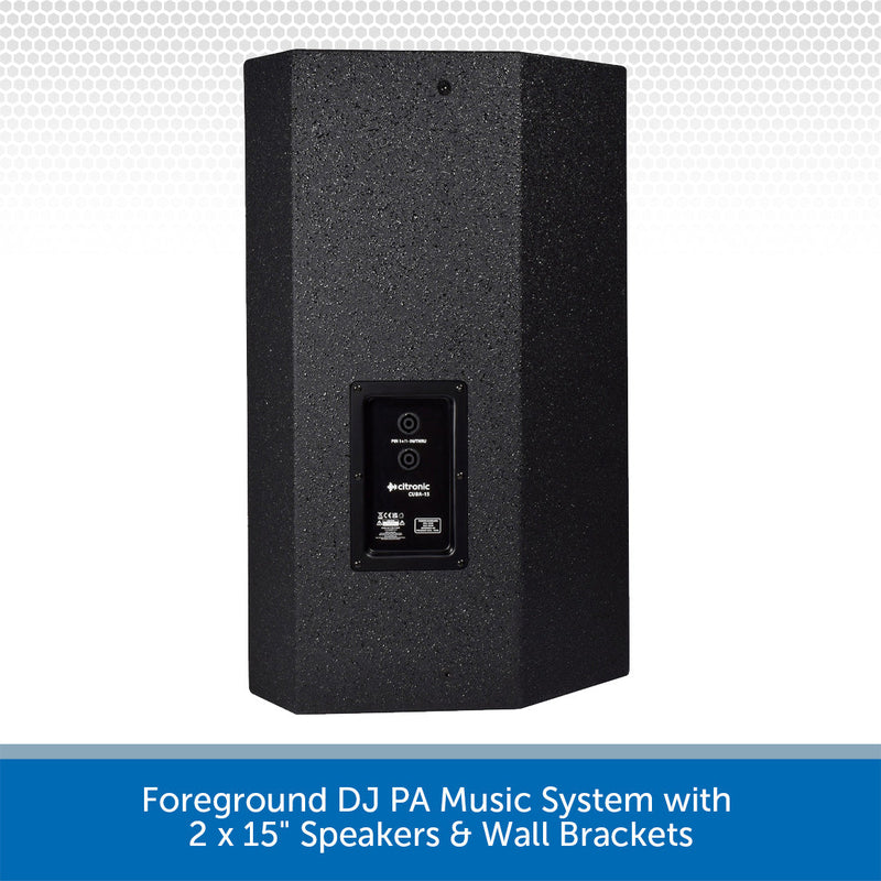 Foreground DJ PA Music System with 2 x 15" Speakers & Wall Brackets