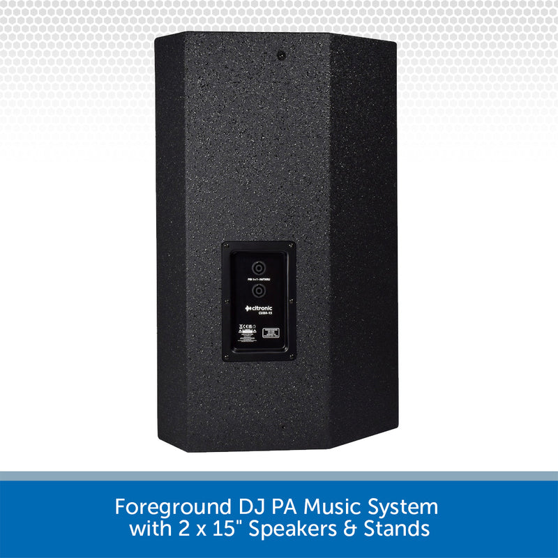 Foreground DJ PA Music System with 2 x 15" Speakers & Stands