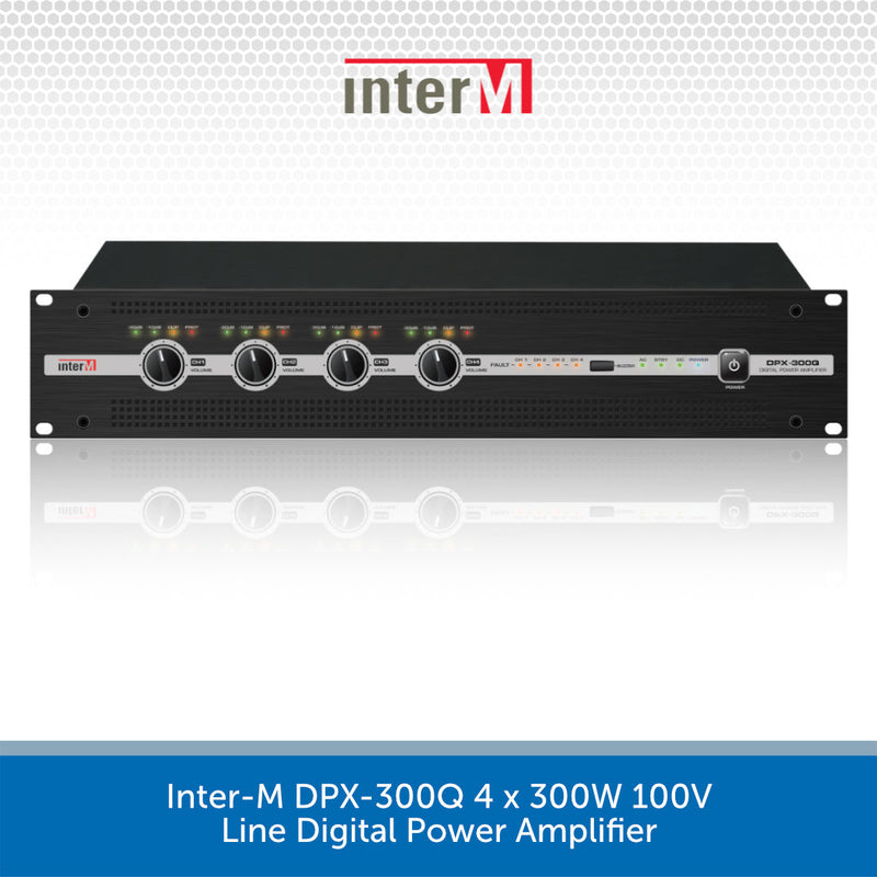 Inter-M DPX-300Q 4 x 300W 100V Line Digital Power Amplifier on a white background