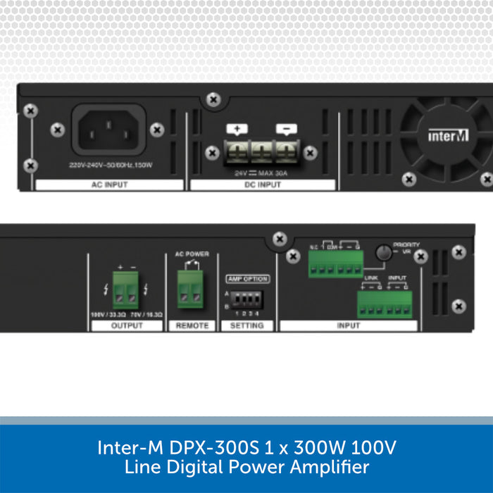 Inter-M DPX-300S 1 x 300W 100V Line Digital Power Amplifier on a white background