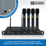W-Audio DQM 800H Quad Handheld UHF Wireless Microphone System (823Mhz-865Mhz)