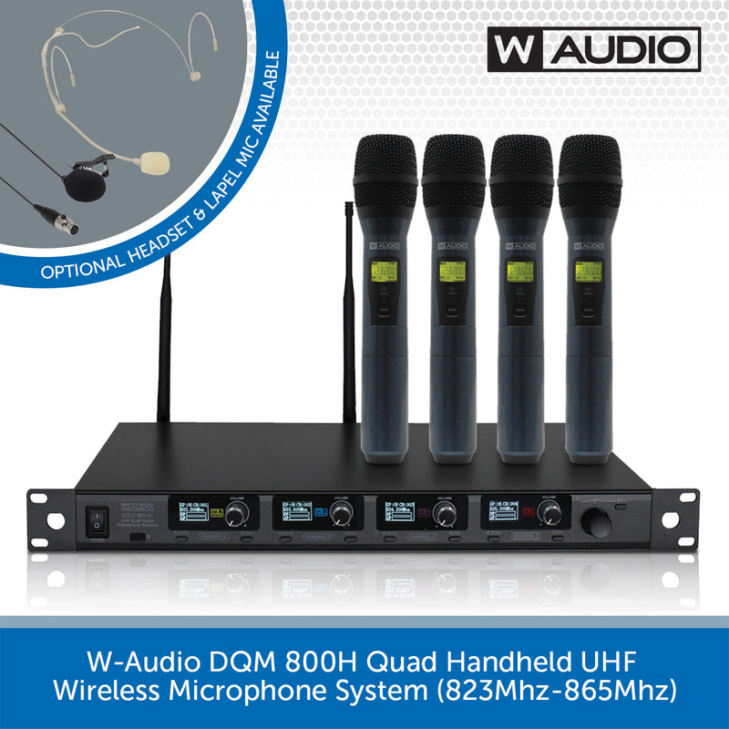 W-Audio DQM 800H Quad Handheld UHF Wireless Microphone System (823Mhz-865Mhz)