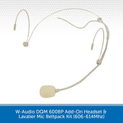 W-Audio DQM 600BP Add-On Headset & Lavalier Mic Beltpack Kit (606-614Mhz)