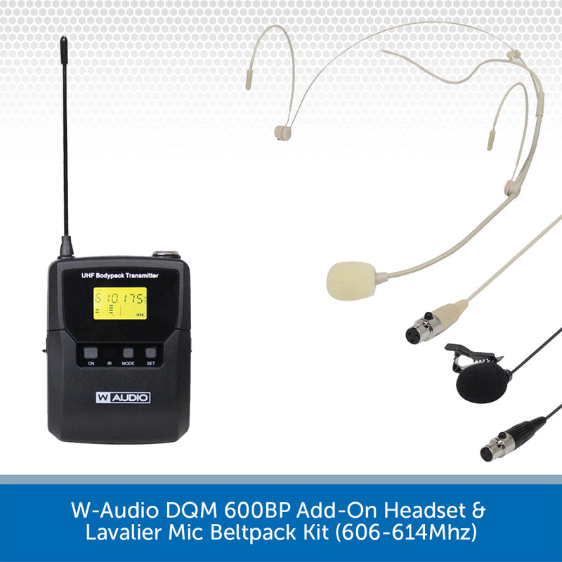 W-Audio DQM 600BP Add-On Headset & Lavalier Mic Beltpack Kit (606-614Mhz)