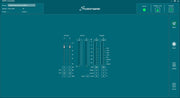 Studiomaster AMP Controller software interface on a teal background