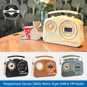 Steepletone Devon 1960s Retro-Style Portable DAB & FM Radio