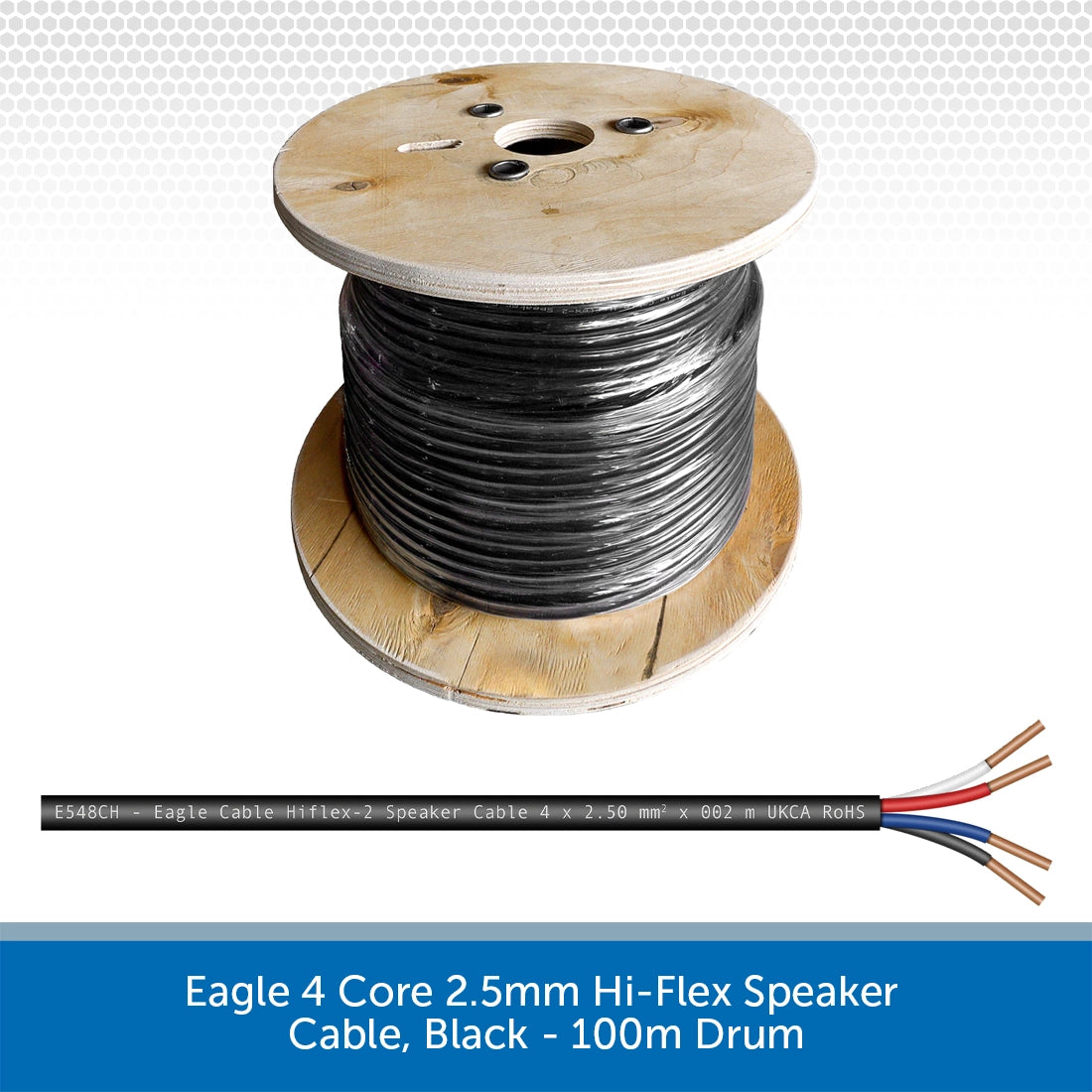 thumbnail interactive-video image 1 of Eagle 50 Ft 18 AWG Speaker Cable – 2 Conductor – Pure Copper Stranded – Flexible 1 of 5