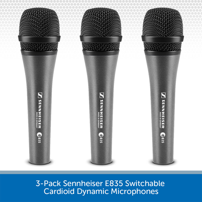 3-Pack Sennheiser E835 Cardioid Dynamic Handheld Microphones