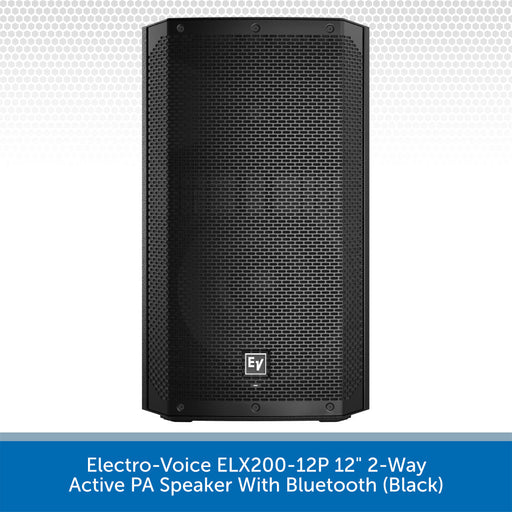 Black Electro-Voice ELX200-12P 12" 2-Way Active PA Speaker with Bluetooth on a white background