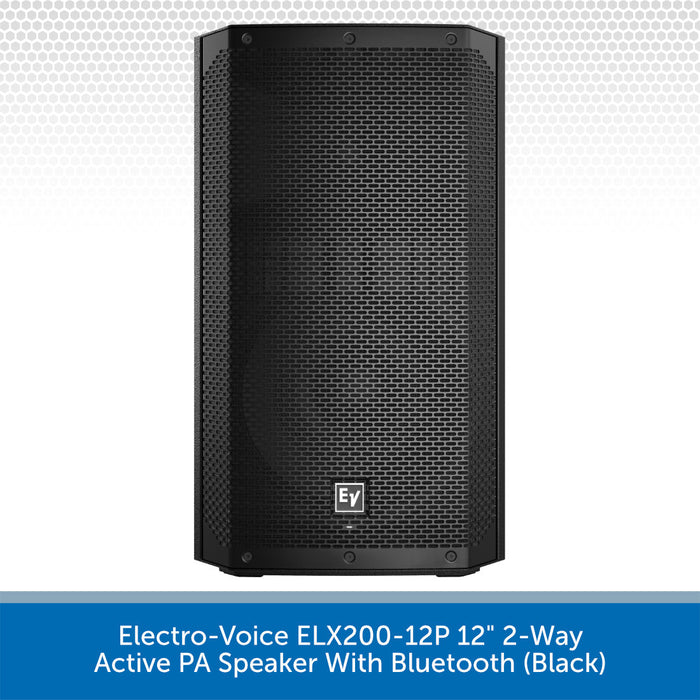 Black Electro-Voice ELX200-12P 12" 2-Way Active PA Speaker with Bluetooth on a white background