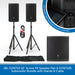 JBL EON710 10" Active PA Speaker Pair & EON718S Subwoofer Bundle with Stands & Cable on a white background.