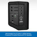Black portable Bluetooth PA speaker with control panel on a light gray background