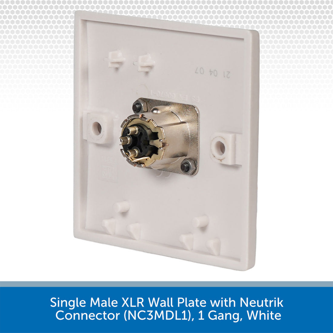 Single Male XLR Wall Plate with Neutrik Connector, White | Audio Volt