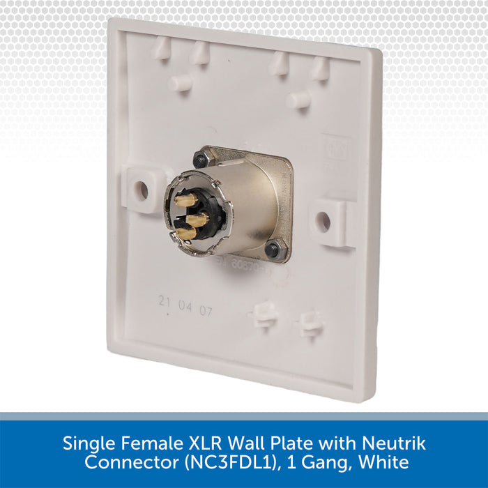 Single Female XLR Wall Plate with Neutrik Connector on a white background