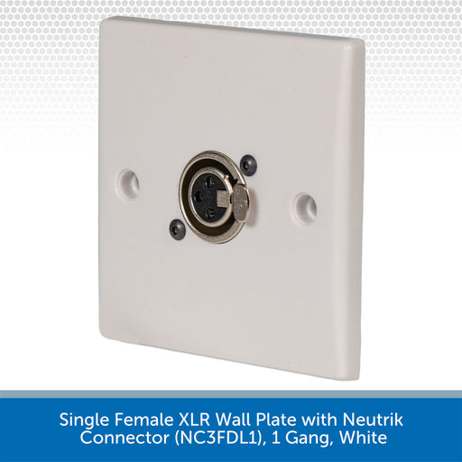 Single Female XLR Wall Plate with Neutrik Connector on a white background