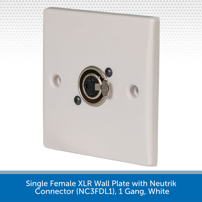 Single Female XLR Wall Plate with Neutrik Connector on a white background