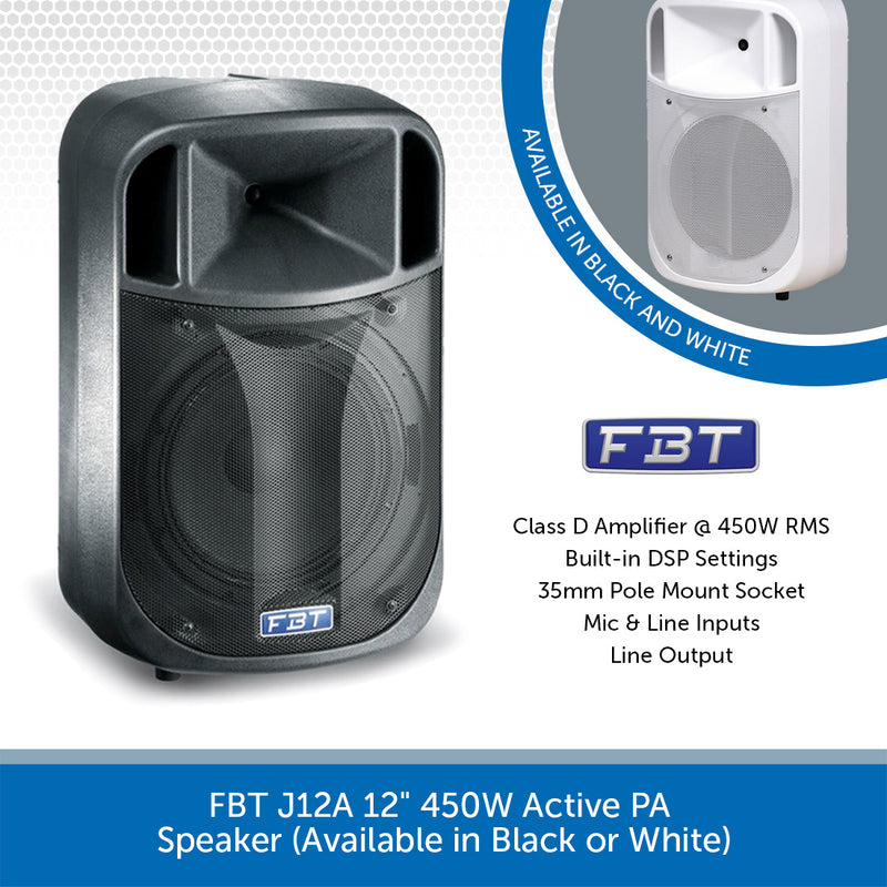 FBT J12A 12" 450W Active PA Speaker (Available in Black or White)
