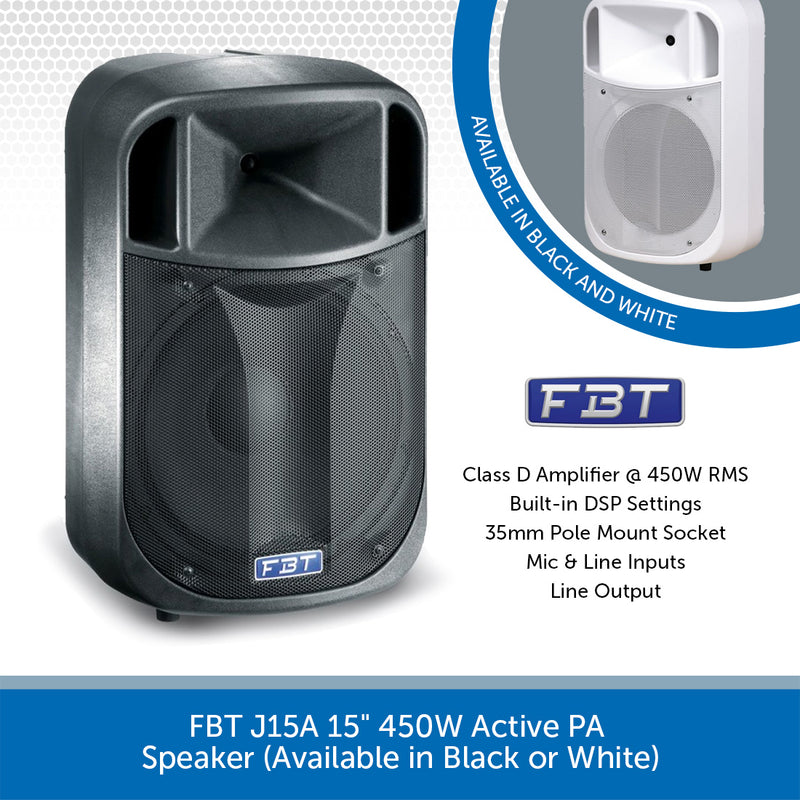 FBT J15A 15" 450W Active PA Speaker (Available in Black or White)