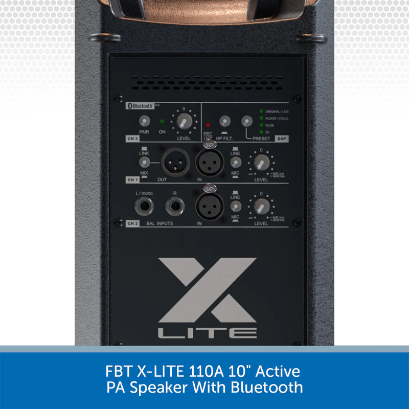 FBT X-LITE 110A 10" Active PA Speaker Package With Air-Cushioned Tripod Stands
