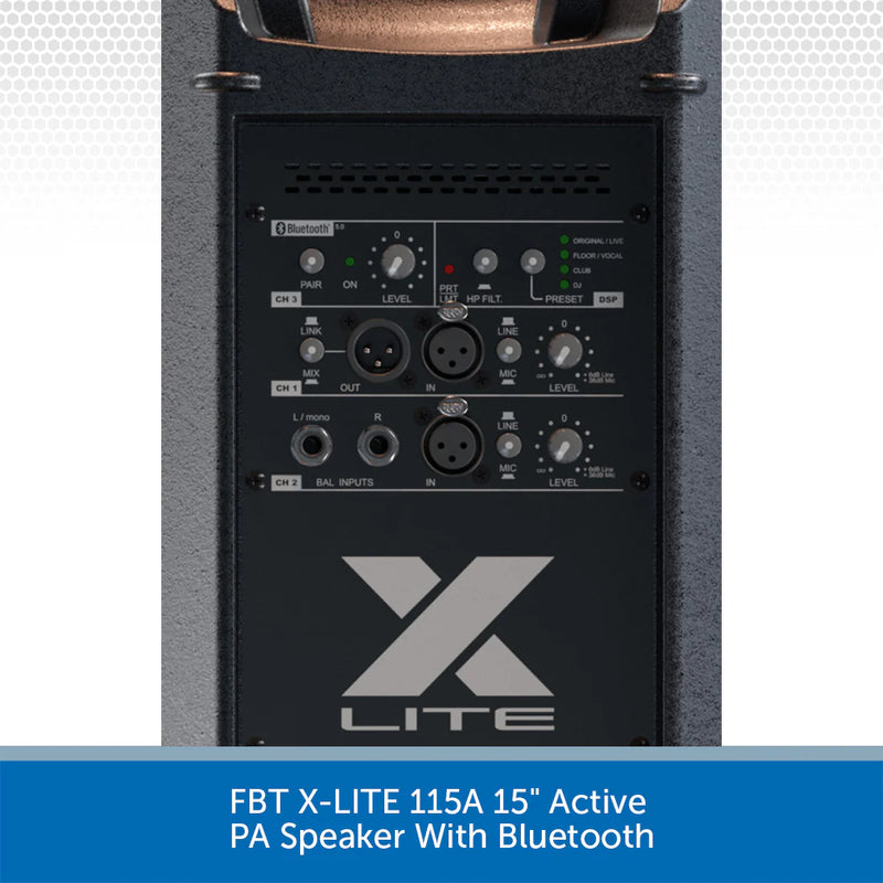 FBT X-LITE 115A 15" Active PA Speaker Package With Air-Cushioned Tripod Stands