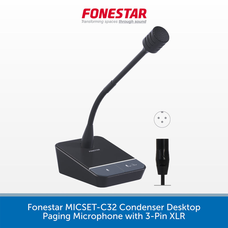 Fonestar MICSET-C32 Condenser Desktop Paging Microphone with 3-Pin XLR