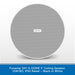 A round ceiling speaker shown from the front on a light gray background, with a blue text banner at the bottom reading 'Forestar SKY-5-DOME 5" Ceiling Speaker, 15W/8Ω, IP65 Rated – Black or White'.