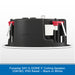 A 5-inch recessed ceiling speaker shown from the back, featuring a black plastic dome and internal components with red and white accents. A blue text banner at the bottom reads 'Forestar SKY-5-DOME 5" Ceiling Speaker, 15W/8Ω, IP65 Rated — Black or White'.