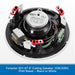 A 6-inch ceiling speaker shown from above, revealing the internal components including the motor, wire harnesses, terminal blocks, and transformer. A blue text banner at the bottom reads 'Fonestar SKY-6T 6" Ceiling Speaker, 15W/100V, IP44 Rated — Black or White'.