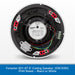 A circular ceiling speaker shown from the back with internal components visible, including red terminal blocks, multicolored wires, a metal heat sink, and a central label reading Fonestar SKY-6T. A blue text banner at the bottom reads: 'Fonestar SKY-6T 6" Ceiling Speaker, 15W/100V, IP44 Rated – Black or White'.